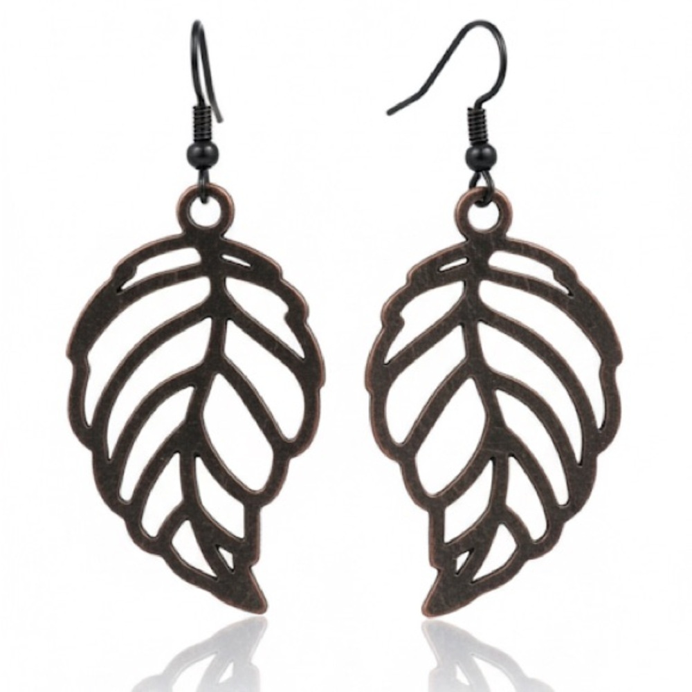 Faux Leather Leaf Earrings